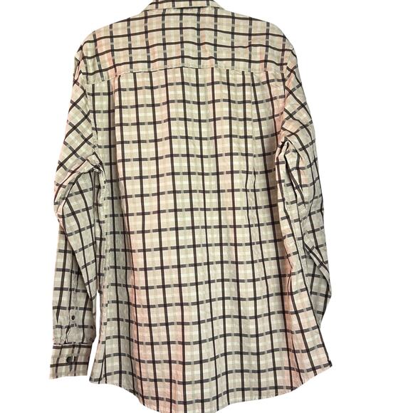 W.H. Belk Sportswear Lot of 2 Long Sleeve LG Button Down Shirt Brown Blue Plaid - Picture 7 of 14